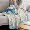 thumbnail image 3 of Blue Octopus Coastal Blanket Soft Cozy Warm Throw Blanket for Couch, Plush Fuzzy Flannel Fleece Blankets for Sofa, Coral Summer Beach Nautical Ocean Beige Bed Blankets Gifts for Men, 50"x60", 3 of 9