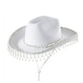 thumbnail image 5 of Rhinestone Cowboy Hat, Audhol Women's Hat Elegant Pendant Cowboy Hat Tassel Scarf Dating Decoration Two Piece Set Bridal Cowgirl Hat for Bachelorette Party Cowgirl Hats Women White One Size, 5 of 6