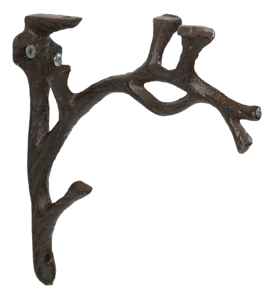 Pack of 2 Cast Iron Nature Flora Fauna Twig Branch Wall Shelf Brackets 7"H