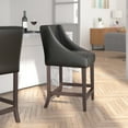 thumbnail image 3 of Merrick Lane Walnut Counter Height Stool, Black Faux Leather (Set of 2), 3 of 11