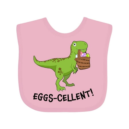 

Inktastic Eggs-cellent! Cute Easter T-rex Dinosaur Boys or Girls Baby Bib