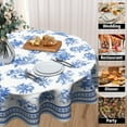 thumbnail image 4 of Vintage Floral Tablecloth Round 60 Inch Blue Flower Fabric Table Cover Washable Wipeable Table Cloth for Home Party Kitchen Outdoor Indoor, 4 of 8
