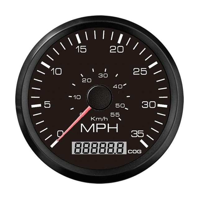 Universal 35 MPH 60 MPH 80 MPH GPS Compteur de Vitesse Direction Numérique 85mm Style Britannique Rétroéclairage Rouge Jaune pour Voiture Bateau, Compatibilité Universelle