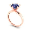 thumbnail image 2 of Solitaire Engagement Ring for Women - 2.5ct Simulated Tanzanite in 18K Rose Gold Promise Ring, 2 of 6