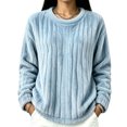 thumbnail image 3 of Plush Ribbed Fleece Sweatshirts for Women Crewneck Long Sleeve Loose Fit Fall Winter Warm Casual Loungewear S-XXL, 3 of 5