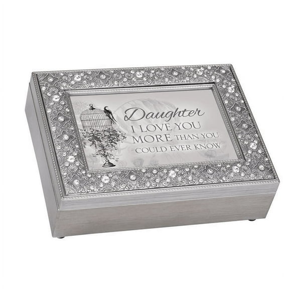 Dicksons FM105GB Daughter I Love You - Music Keepsake Box, Silver Metal Chest