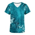 thumbnail image 5 of Rciityk Scrub for Women Tops Casual V-Neck Nursing Uniform T Shirt Summer Floral Printed Short Sleeve Workwear Medicals Blouse with Pocket, 5 of 5