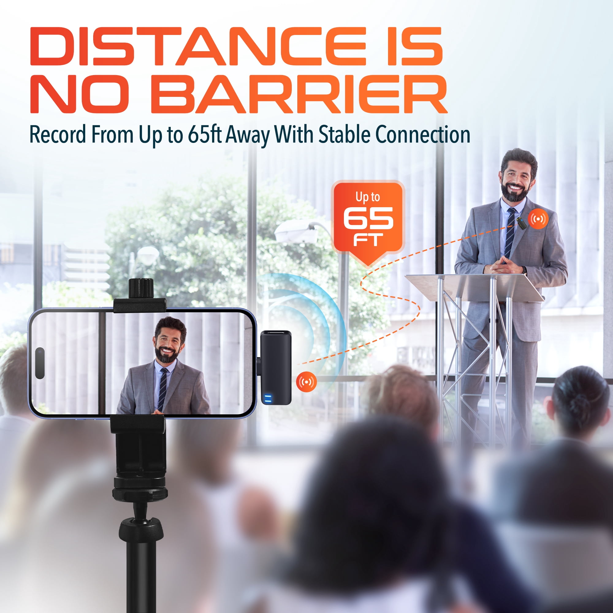 Delton M27 Wireless Lavalier Microphones, Lapel Mics with USB-C Connector, Intelligent Noise Cancelling, Omnidirectional Lapel Microphone for Video Recording, Interview, Podcast, Vlog - Black