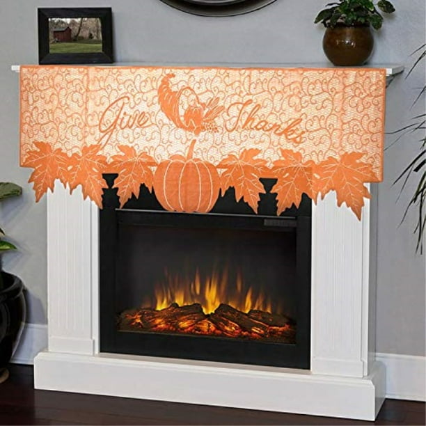thanksgiving decor 20 x 60 inch fireplace scarf maple leaves brown