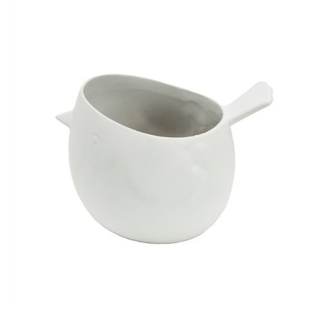 Teeny Weeny Bird Motif Ceramic Plant Holder, Matt White