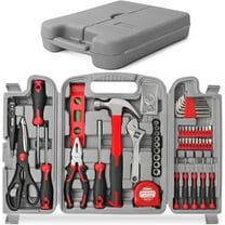 Hi-Spec 54pc Red Big Complete Home DIY Ladies Tool Box Kit. Household, Office & Women Portable Set