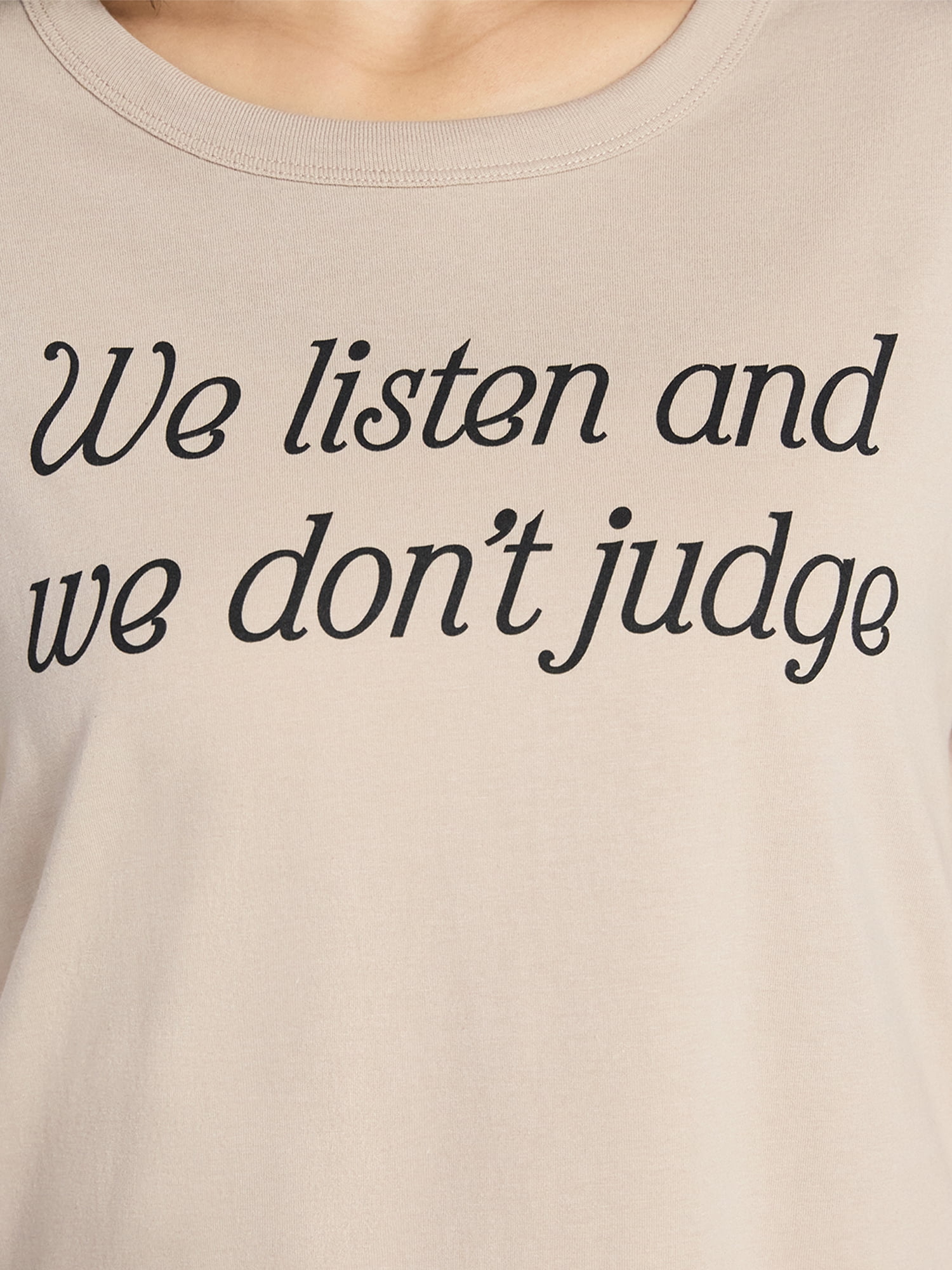 We Listen Women’s Graphic Tee with Short Sleeves, Sizes XXS-XXL