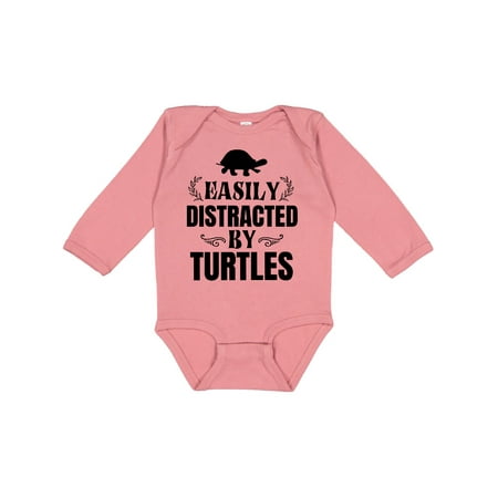 

Inktastic Easily Distracted By Turtles Gift Baby Boy or Baby Girl Long Sleeve Bodysuit