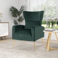 thumbnail image 2 of Costway Velvet Upholstered Wingback Chair with Lumbar Pillow & Golden Metal Legs Turquoise, 2 of 8