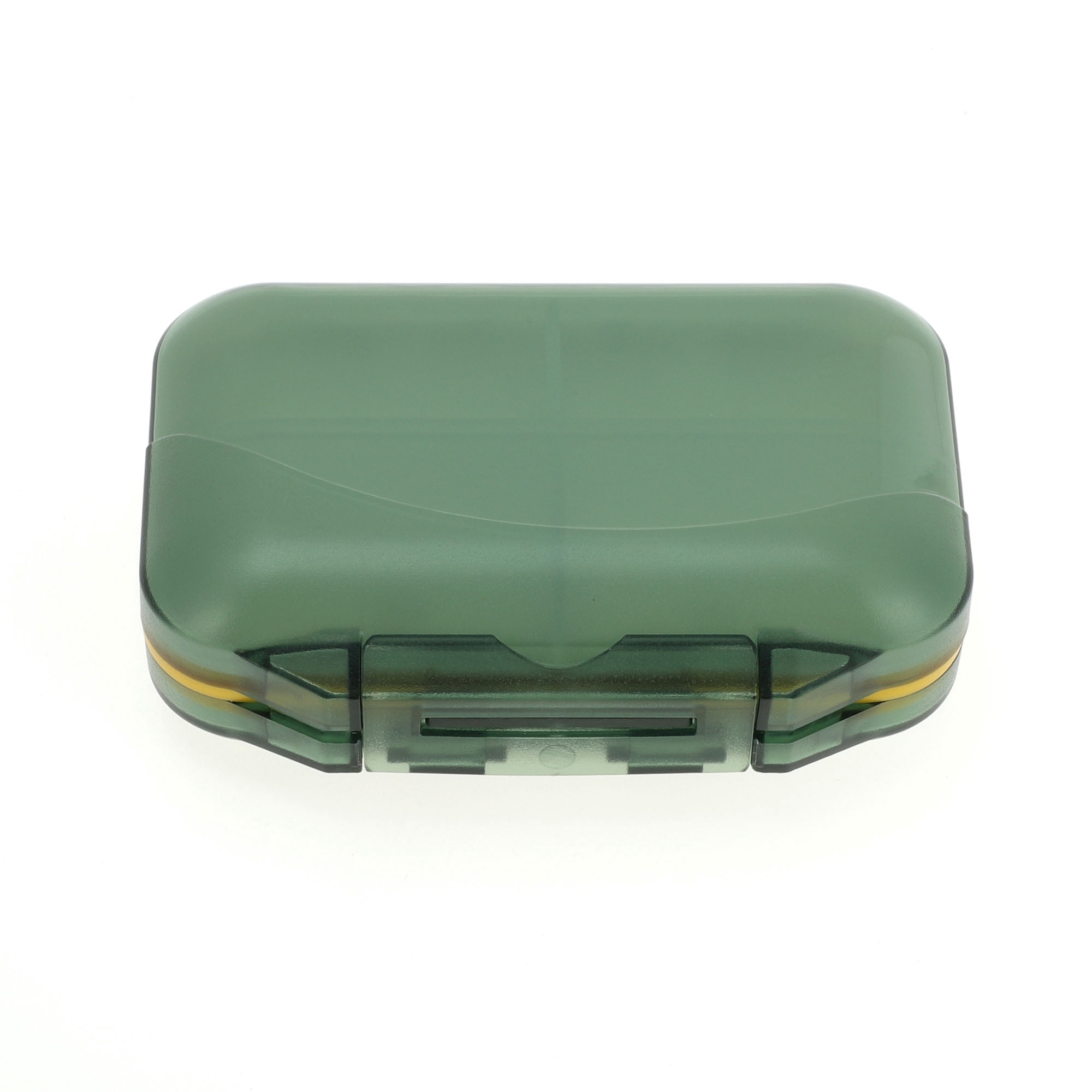 Unique Bargains 7 Grids Double Layers Portable Pill Box 1 Pc Green, Yellow