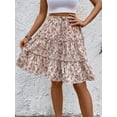 thumbnail image 5 of Women'S Floral Print Ruffle Hem Elastic High Waist Tie Front Skirt, 5 of 9