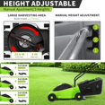 thumbnail image 3 of NiamVelo Electric Lawn Mower Grass Cutter Machine 12-Amp 13-Inch Electric Dethatcher with 25L Collection Box, 3-Position Height Adjustment for Garden Yard Lawn,  Green, 3 of 7