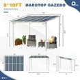 thumbnail image 6 of MEISSALIVVE 8' x 10' Hardtop Wall Mounted Gazebo Pergola, Lean-to Metal Awning with Sloped Roof, Outdoor Shelter for Patio, Deck, Backyard, White, 6 of 10
