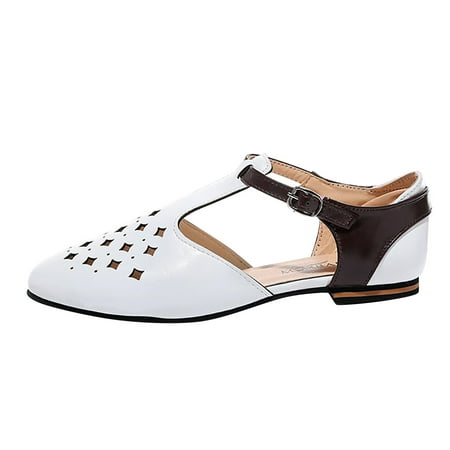 

Babysbule Womens Shoes Clearance Women s Pointed Toe Buckle Hollow Out Comfy Casual Shoes Solid Comfortable Low Heeled Single Shoes