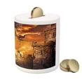 thumbnail image 3 of Modern Piggy Bank, with a Knight on a Horse Castle Mystic Art Print, Ceramic Coin Bank Money Box for Cash Saving, 3.6" X 3.2", Black and Marigold, by Ambesonne, 3 of 4