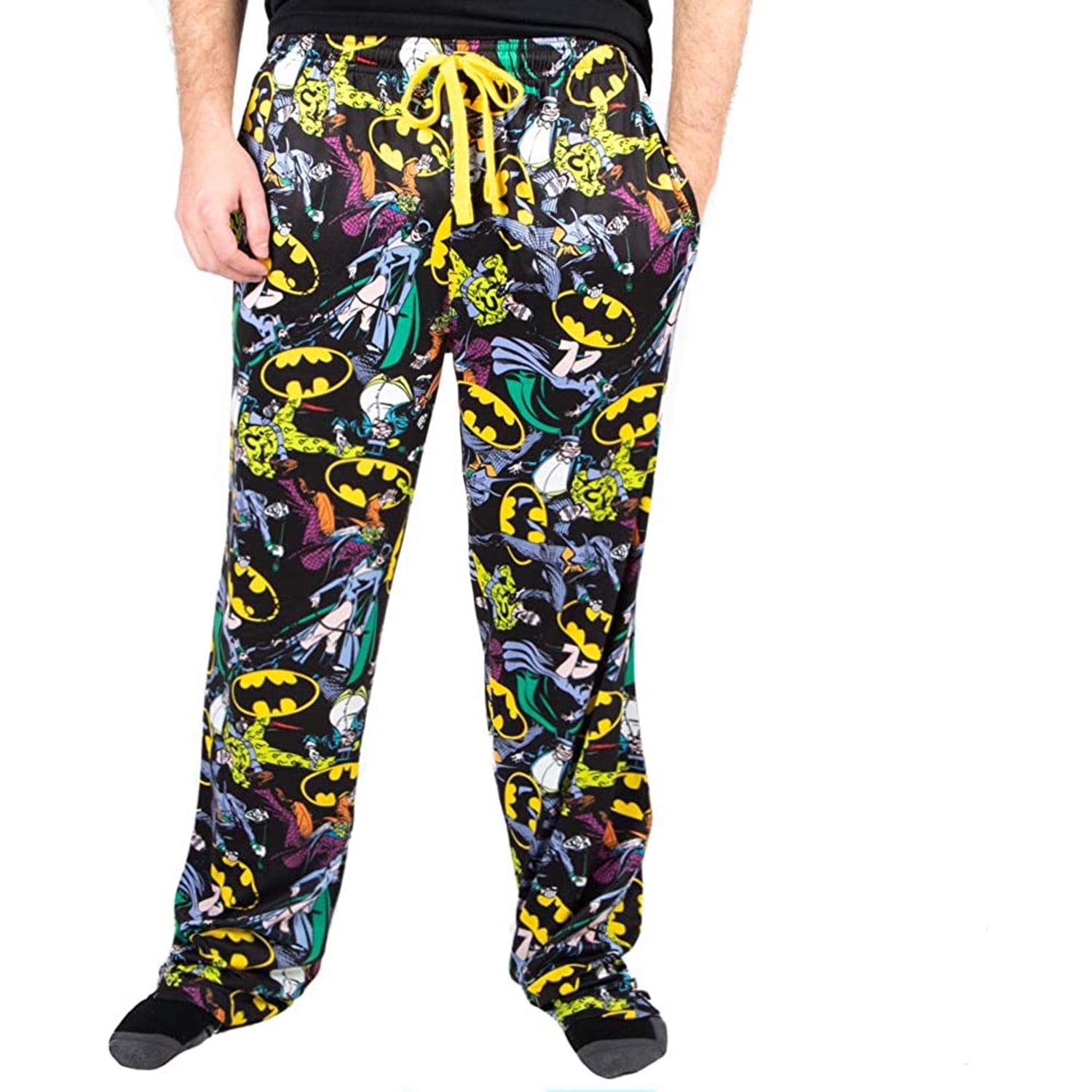 Bioworld Men s DC Comics Batman Classic Characters Logo Sleep Lounge Pants Pajamas