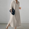 thumbnail image 5 of ZANZEA Women Long Sleeve Button Down Side Split Hem Casual Loose Long Shirt Dress, 5 of 6