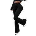 thumbnail image 3 of Workout Leggings Womens No Front Seam Straight Leggings High Waist Gym Yoga Pants Black M, 3 of 8