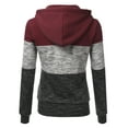 thumbnail image 3 of Doublju 3 Color Block Fleece Basic Zip-Up Hoodie Jacket, 3 of 3