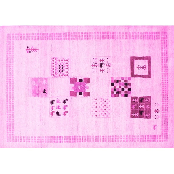 Ahgly Company Indoor Rectangle Solid Pink Modern Area Rugs, 6' x 9'