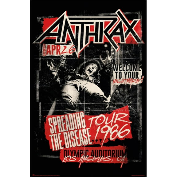 Anthrax - Music Poster (Spreading The Disease Tour 1986) (Size: 24" x 36")