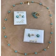 thumbnail image 4 of 18K Solid Yellow Gold Turquoise and Pearl Flower Covered Screwback Earrings, 4 of 4