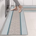 thumbnail image 2 of Kitchen Rugs Sets Of 2,Blue Geometric Striped Pattern Anti Fatigue Kitchen Mat Rugs Non Slip Washable,Decorative Kitchen Floor Mats for Kitchen,Sink,Laundry,17"X47", 2 of 5