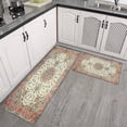 thumbnail image 3 of 2 Piece Bohemian Light Orange Carpet Rug Kitchen Rug Set, Decor Kitchen Rugs, Absorbent Non-Slip Washable Floor Mats, Home Indoor Runner Rugs 17"x47"+17"x30", 3 of 7