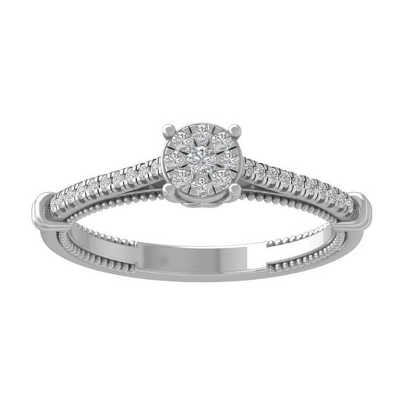 ARAIYA FINE JEWELRY 10K White Gold Diamond Composite Cluster Ring (1/5 cttw, I-J Color, I2-I3 Clarity) Size 6