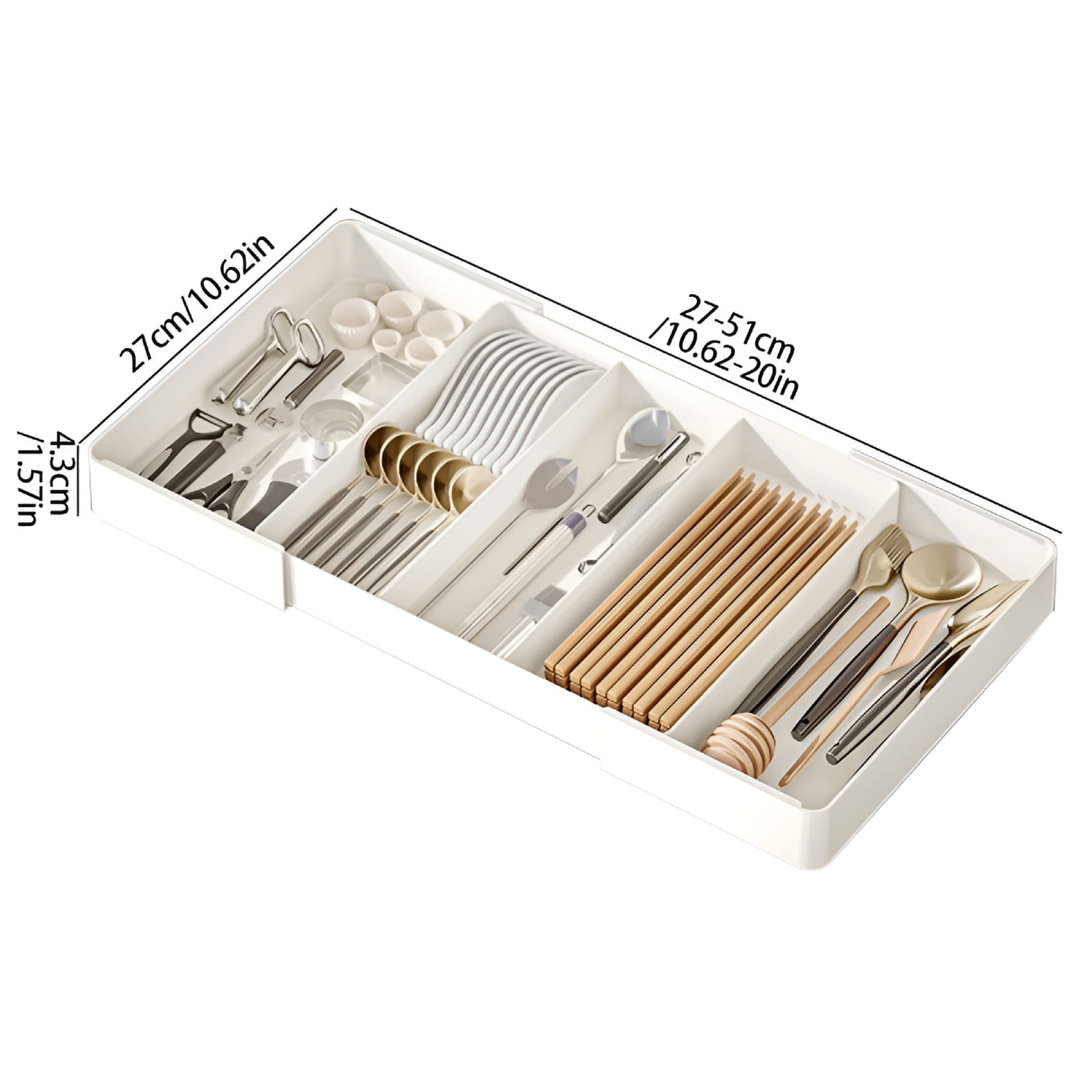 ACDANC 2026 New Utensil Organizer for Kitchen Drawers,5 Cell Expandable Silverware Flatware Cutlery Storage Tray,Large Utensil Holder Organize Forks,Spoons,Knives Fits Most Drawers for Kitchen