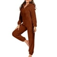 thumbnail image 7 of Mitancoo Sherpa Jumpsuit Women Fuzzy Pajamas Long Sleeve Adult Cat Onesie Pajamas Winter Rompers Sleepwear, 7 of 7