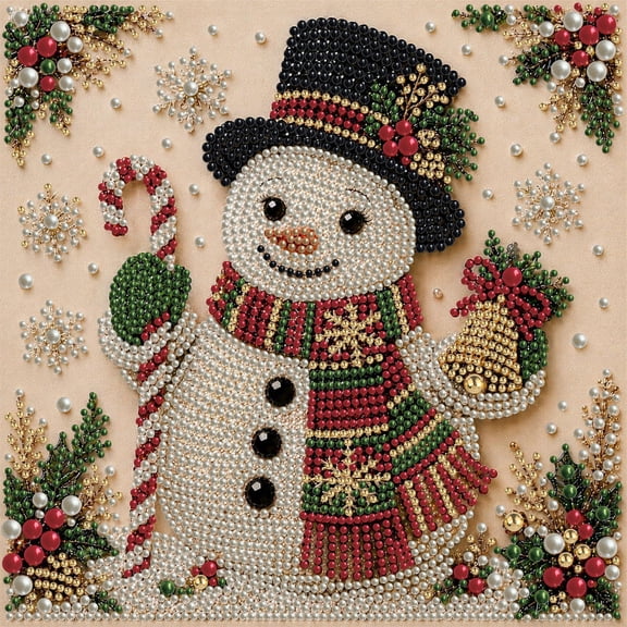 Christmas Pearl Diamond Art Kits for Adult, Snowman Diamond Painting Kits for Beginners, 5D DIY Special Shape Pearls Beads Dot Gem Art Craft for Home Wall Decor 12X12in