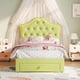 thumbnail image 2 of Qinaqin Twin Velvet Upholstered Platform Cama con LE cm de Profundidad Lights- Crystal Button Alturaeadboard- Almacenamiento Profundidadrawer- Noise-Free-No Caja Spring Needed- Princess Cama, 2 of 7