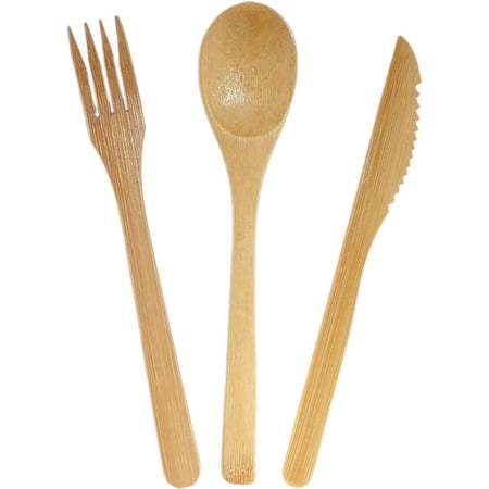 

Organic Reusable Cutlery Utensils Set - Fork Spoon And Knife Flatware - 8 Sets