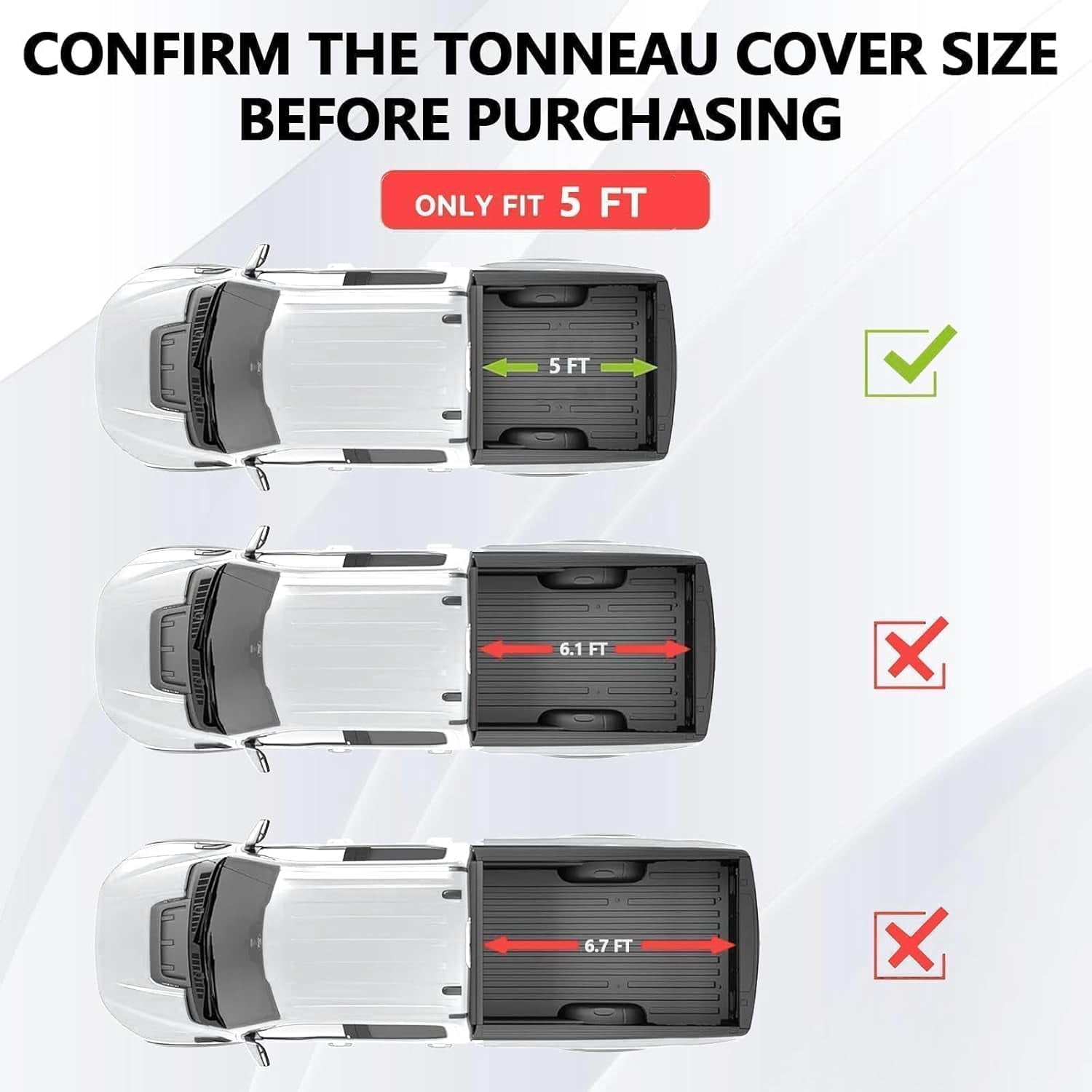 TPA Low Profile Hard Tri-Fold Truck Bed Tonneau Cover Fits for 2022-2024 Nissan Frontier 5 ft Bed, FPR Waterproof One-Handed Open Anti-Theft