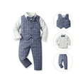 thumbnail image 2 of Ketyyh-chn99 Baby Boy Formal Clothes Outfit Suspender Pants Bowtie Cotton Fabric 4pcs Set Size for 4-5 Years,Blue, 2 of 4