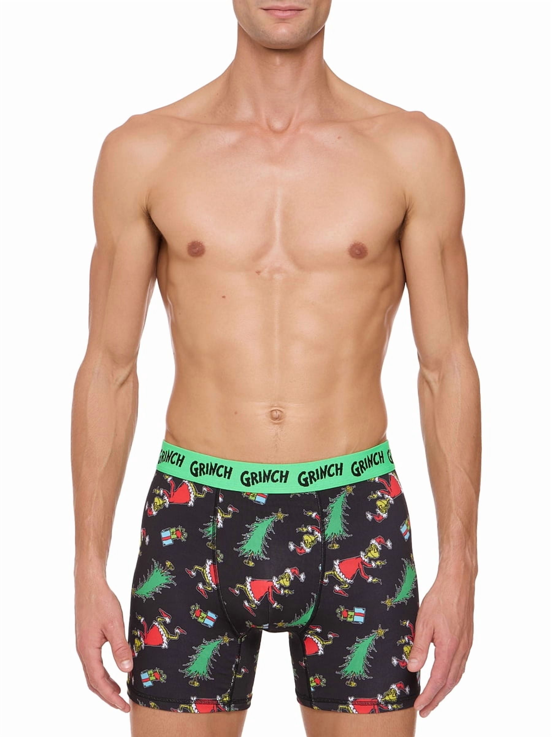 Dr Suess Grinch Plaid Men's Athletic Boxer Brief, 2-Pack, Sizes S-XL