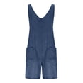 thumbnail image 5 of AnuYalue Overalls for Women Fashion V Neck Denim Romper Adjustable Jean Jumpsuits Beach Vacation Outfits with Pockets Dark Blue XL, 5 of 8
