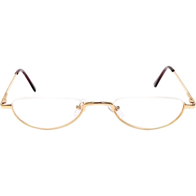 Agstum Lunettes de Lecture Rétro en Métal Demi-Lune avec Charnière à Ressort Demi-Sans Monture