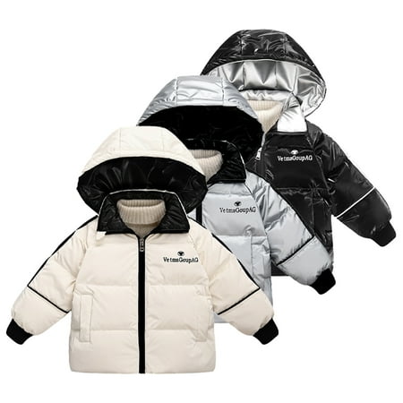 

KYAIGUO Kids Toddler Puffer down jacket for Boys Girls Little Boys Girls Waterproof Windproof Cotton Shiny Jackets Baby Infant Fall Winter Thick Warm Hooded Outwear Size 9M-6Y