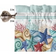 thumbnail image 5 of Teal Coastal Kitchen Curtains Set Short Half Curtains 36 Inches Length, Nautical Starfish Coral Shell Beach Ocean Rod Pocket Window Treatment Bedroom Tiers and Valance Set for Cafe Bathroom, 5 of 6