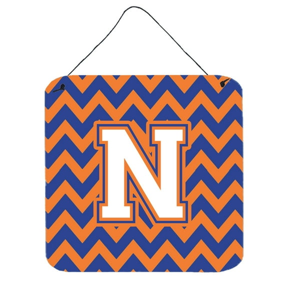 Letter N Chevron Blue and Orange 3 Wall or Door Hanging Prints