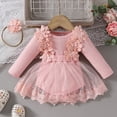 thumbnail image 3 of WIBACKER Baby Girl Clothes Infant Tulle Romper Long Sleeve Ribbed Bodysuit Baby Girl Fall Infant Girl Dress 0-18M, 3 of 9