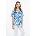thumbnail image 2 of Hawaiian Print Cotton 2 Pockets Scrub Top in Classic Hibiscus Blue S, 2 of 4