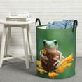 thumbnail image 6 of Daiia Tree Frog Sitting On Sunflowes Round Laundry Basket with Handles Thickened Waterproof Circular hamper,Dirty Clothes Storage Basket for Bedroom,Bathroom,College Dorm-Medium, 6 of 6